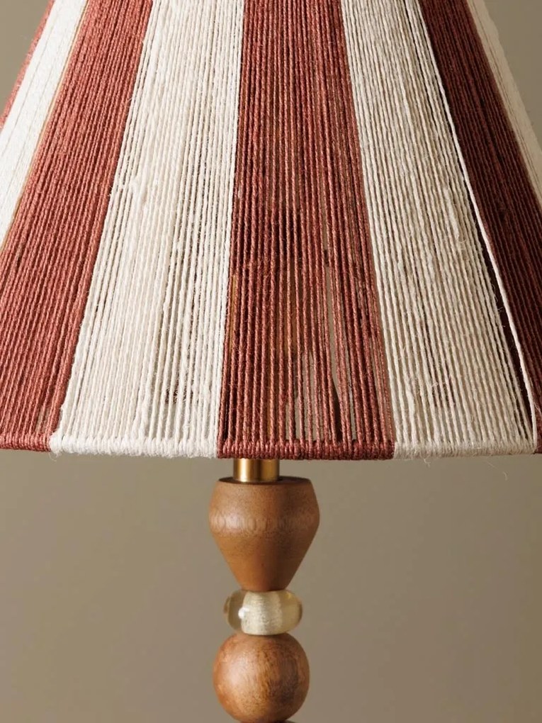 Lampa de masa, din rasina si margele din sticla, cu abajur din bumbac, Morena