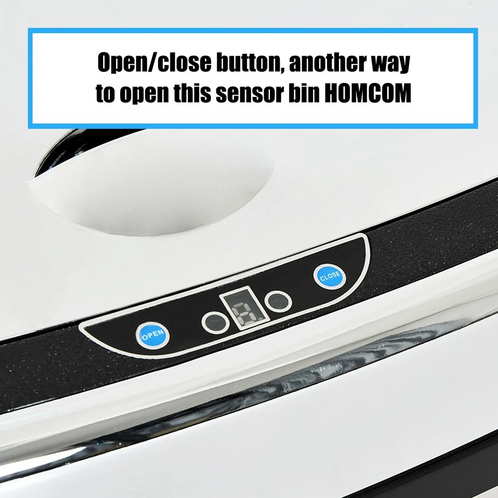 HomCom Cestino dei Rifiuti Rettangolare in Acciaio Inox con Sensore a Infrarossi, 68L