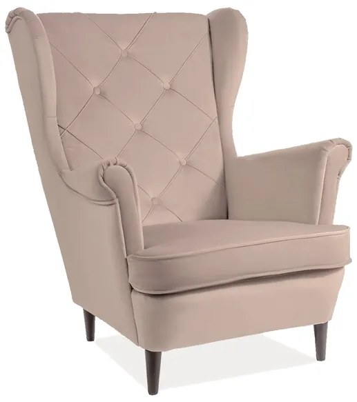 Fotoliu tapitat catifea Culoare Bej / Wenge LADY MATT VELVET
