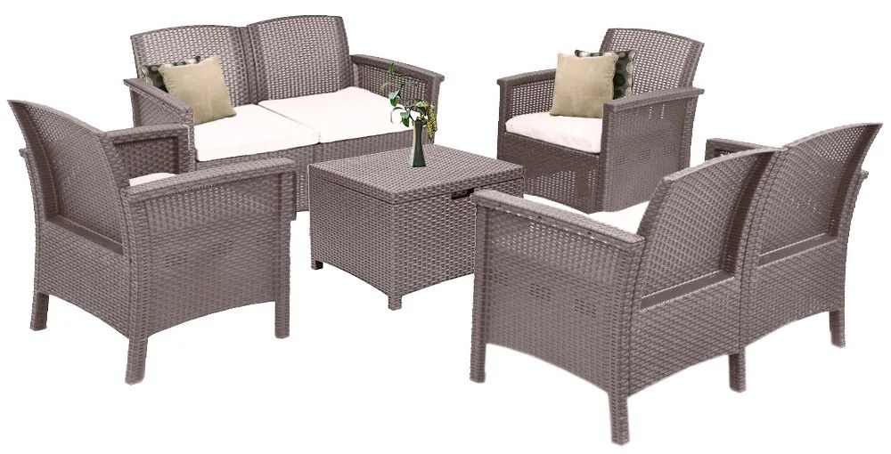 Set de mobilier de grădină Venus II cu 6 locuri, grafit cappuccino