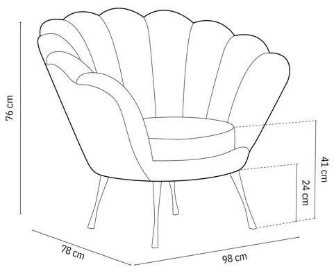 Fotoliu Kingston catifea Riviera H76 cm