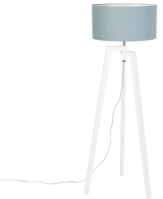 Lampă de podea cu trepied din lemn alb cu abajur mineral 50 cm - Puros
