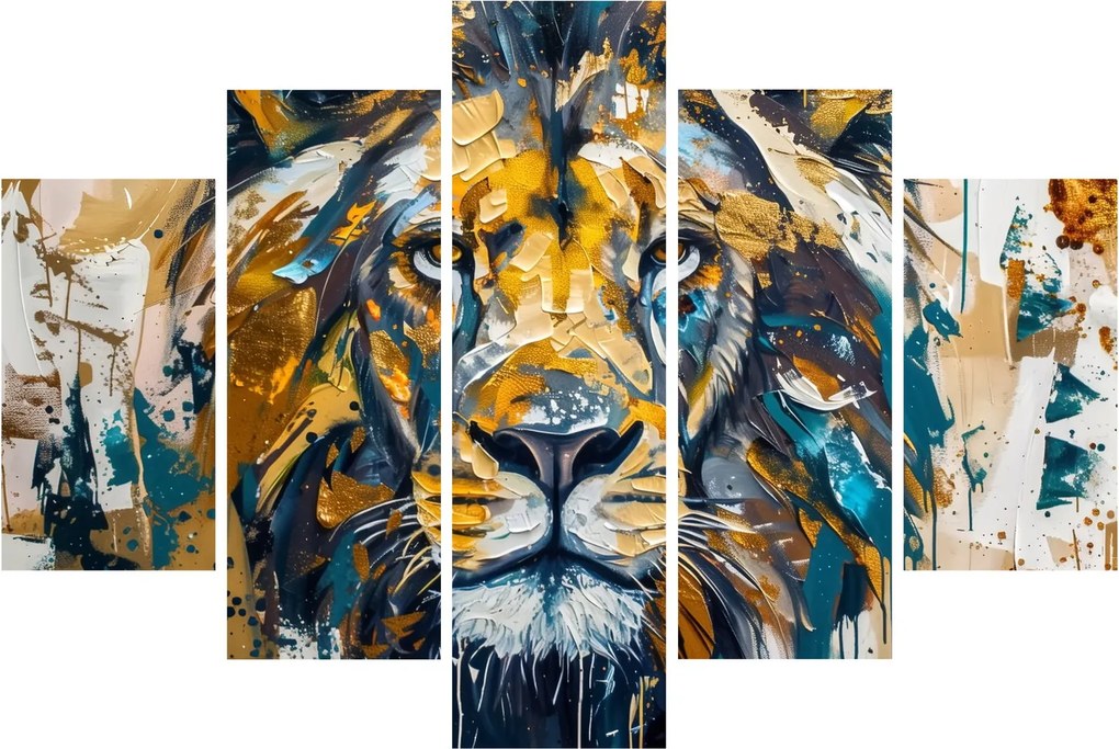 Tablou - pictură în ulei abstractă cu leu (150x105 cm)