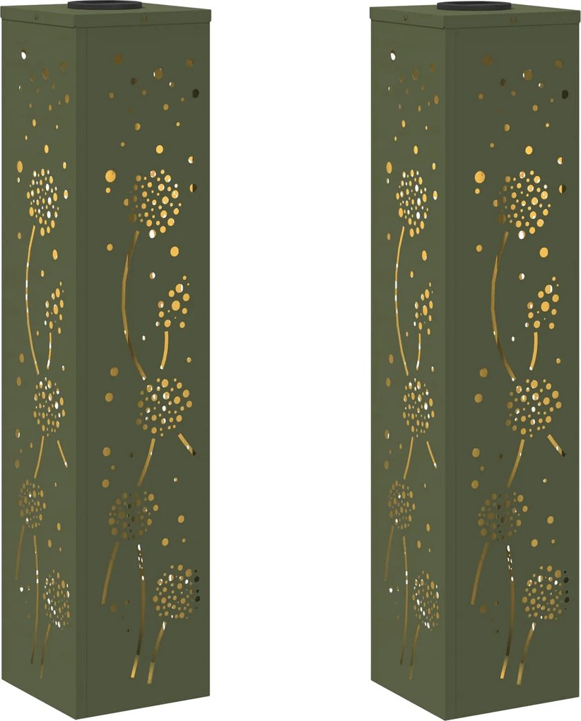 vidaXL Lumină LED Solară pentru Alei 2 pcs Verde măsliniu