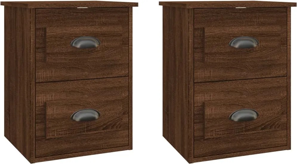 vidaXL Noptiere suspendate pe perete, 2 buc, stejar maro, 41,5x36x53cm
