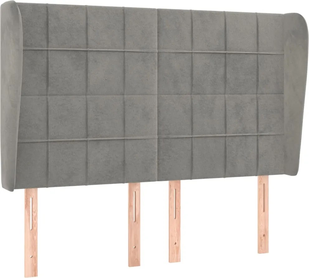 vidaXL Tăblie de pat cu aripioare gri deschis 147x23x118/128cm catifea