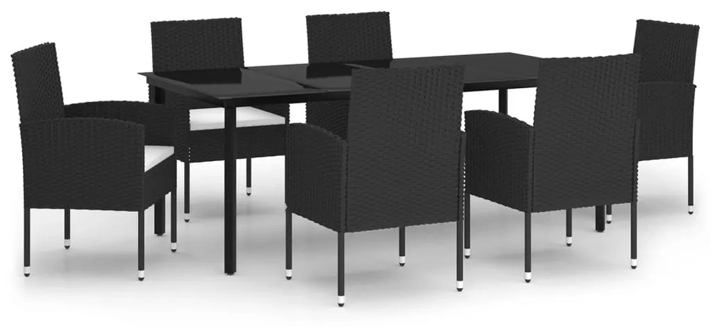 3099605 vidaXL Set de servit masa pentru grădină, 7 piese, negru