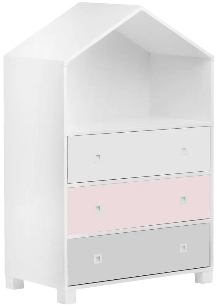 Dulăpior pentru copii MIRUM 126x80 cm alb/gri/roz