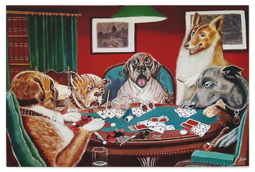 Tablou Canvas Dog  Poker Society 120x80 cm