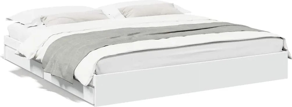 vidaXL Cadru de pat cu sertare, alb, 180x200 cm, lemn prelucrat