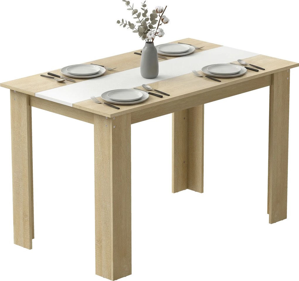 HOMCOM Masă de luat masa masă de bucătărie design modern cu blat mare 2-4 persoane din lemn dim. 120L x 69l x 75H cm | Aosom Romania