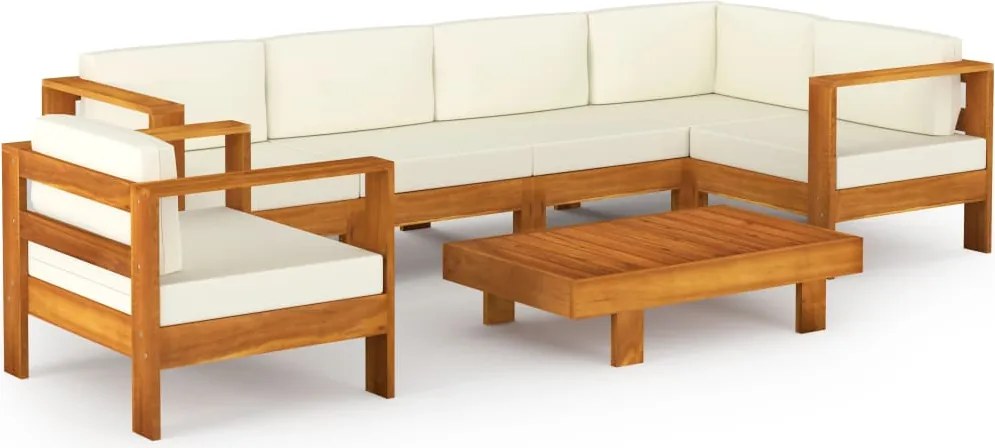 vidaXL Set fotoliu de grădină cu 7 piese și perne, 100x60 cm, lemn de salcâm