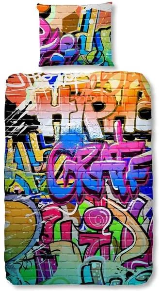 Lenjerie de pat din bumbac pentru copii Good Morning Graffity, 140 x 200 cm