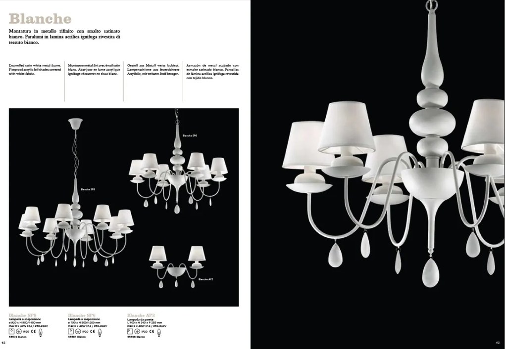 Candelabru 8 brate diametru 92cm BLANCHE SP8 BIANCO 035574