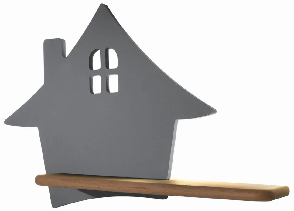 Aplică LED cu raft pentru copii HOUSE LED/4W/230V gri/lemn