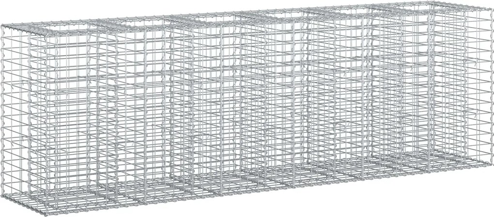 vidaXL Pat ridicat din gabion 2 pcs Argintiu 250 x 50 x 80 cm