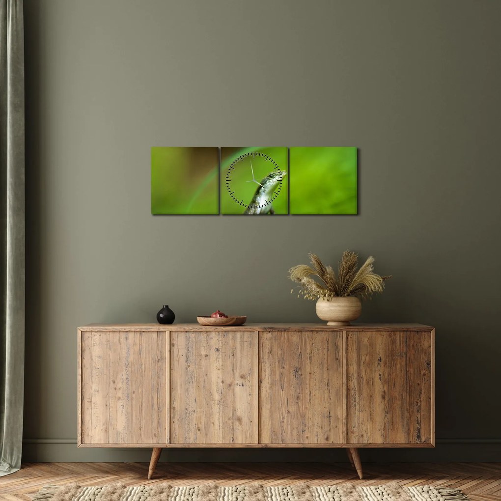 Tablou cu șopârlă (cu ceas) (90x30 cm)