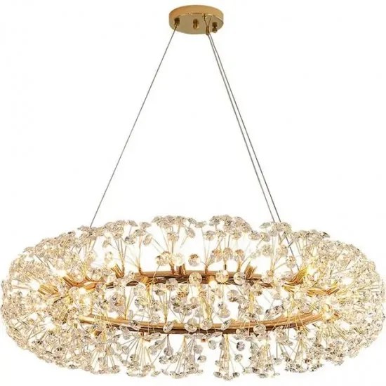 Lustra LED Pendul Elit's Tessa 60 cm, Cristal, Gold, 12 becuri