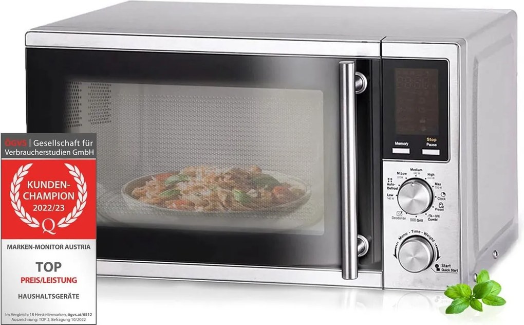 Cuptor microunde digital cu gratar - 20 Litri - 900 W -Royalty Line® MWO3805 10 programe de gătit