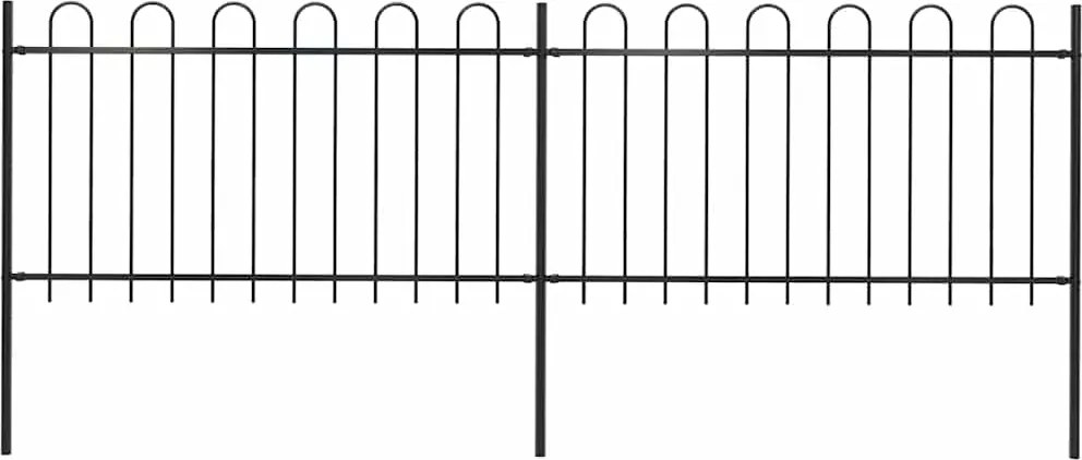 vidaXL Gard de grădină cu vârf circular din oțel, 359x100 cm, negru