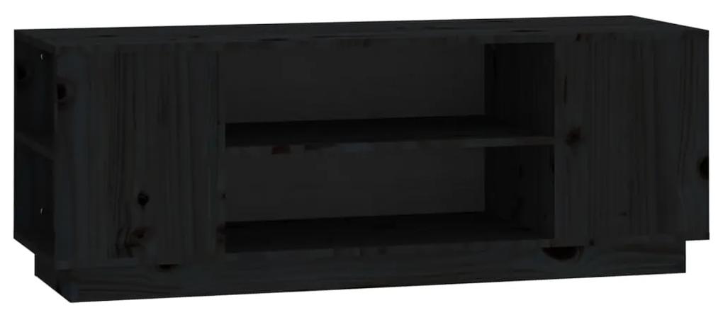 814413 vidaXL Comodă TV, negru, 110x35x40,5 cm, lemn masiv de pin