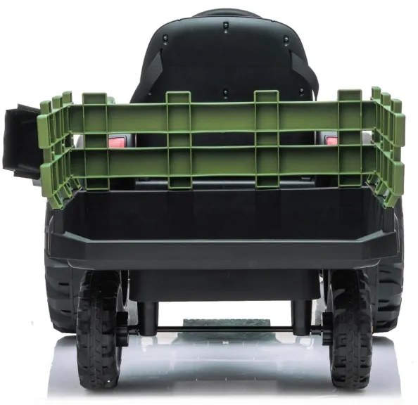 Tractor electric cu remorcă, pentru copii 2x30W/7000 mAh negru/verde + telecomandă