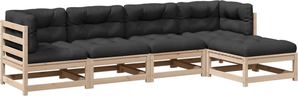 vidaXL Set canapele de grădină cu perne, 5 piese, lemn masiv de pin