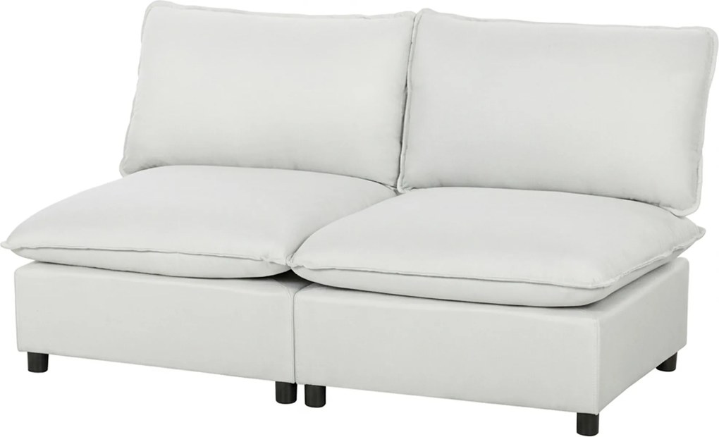 HOMCOM Canapea 2 locuri, 146 cm canapea modulară din piele ecologică cu șezut lat și adânc, perne groase, montaj ușor, Gri | Aosom Romania