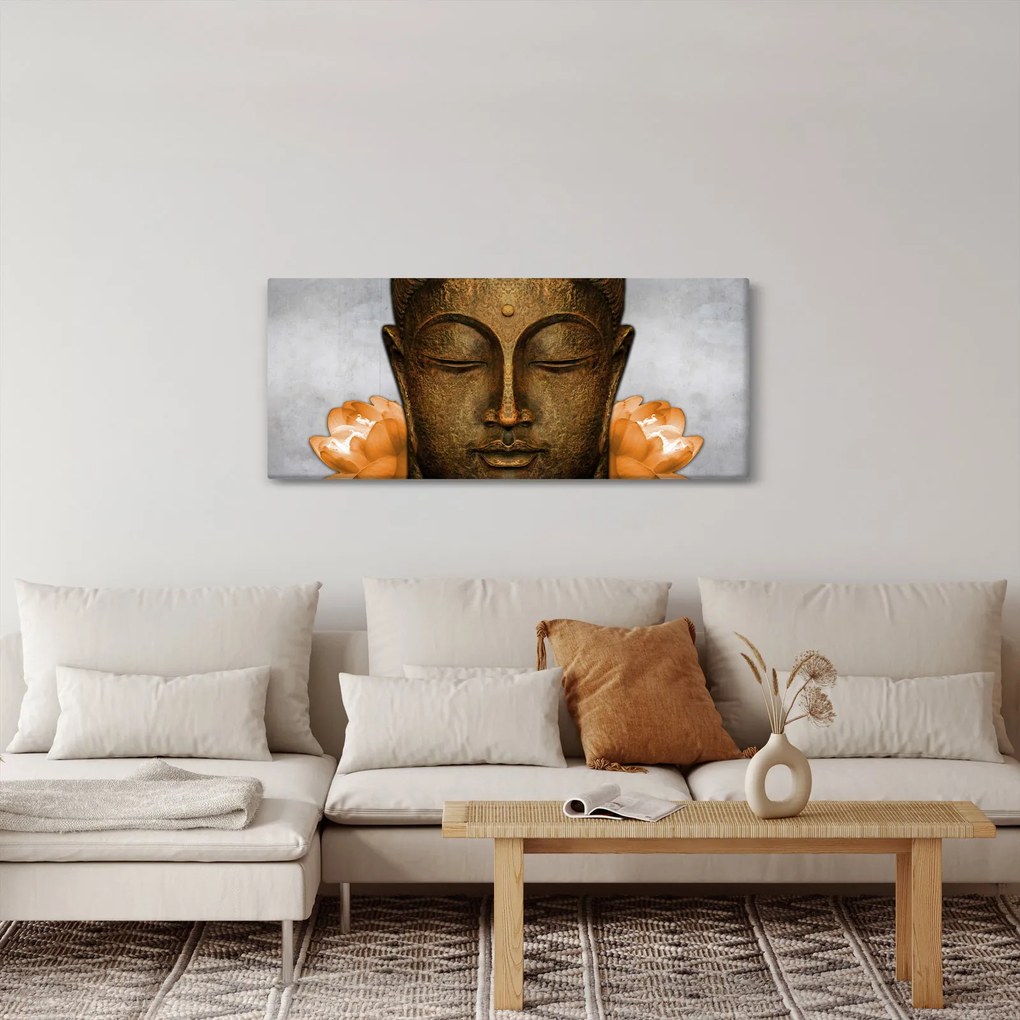 Tablou cu statuie cu detaliu a feței (120x50 cm)