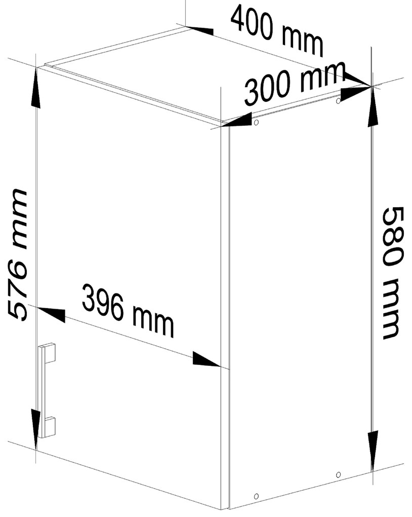 Dulap superior de bucătărie Lula w40 (Alb + stejar sonoma). 1068595