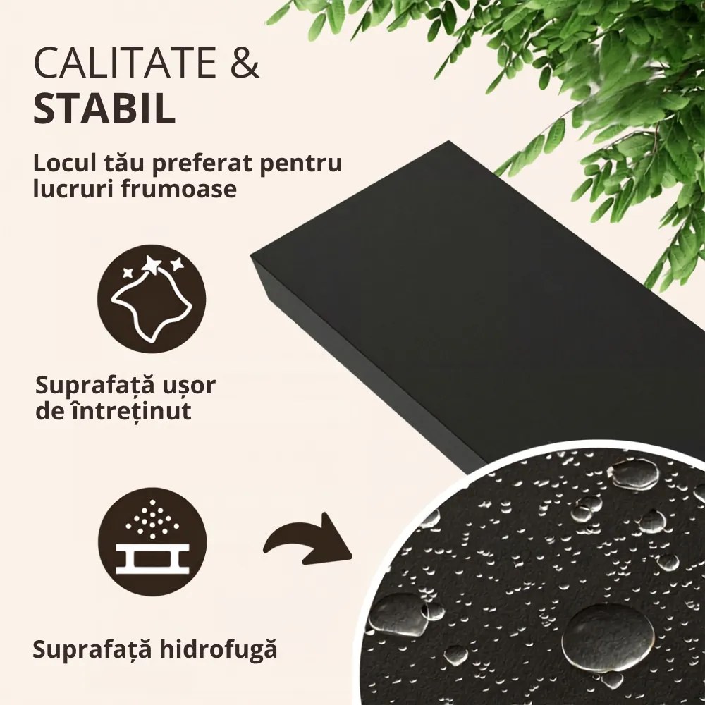 Poliță de perete FIGO + consolă, 110cm, negru Casaria
