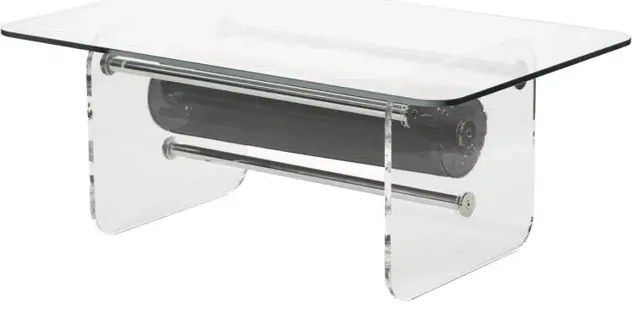 Masuta Cafea Neagra colectie KUUMO MW, perna neagra, laterale PMMA, transparente si blat de sticla 12 mm