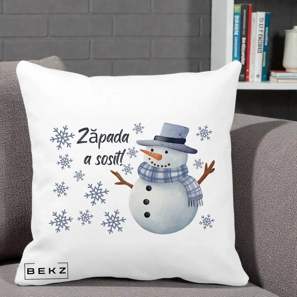 Perna Decorativa Zapada a Sosit Om de Zapada, 40x40 cm, Alba Mata, Husa Detasabila, Perna Inclusa, BEKZ®