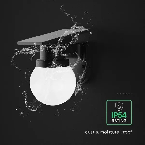 Lampă solară LED de perete LED/3,7V 3000/4000/6400K IP54 1800 mAh neagră + telecomandă