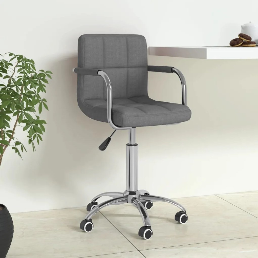 vidaXL Scaun de birou pivotant, gri deschis, material textil