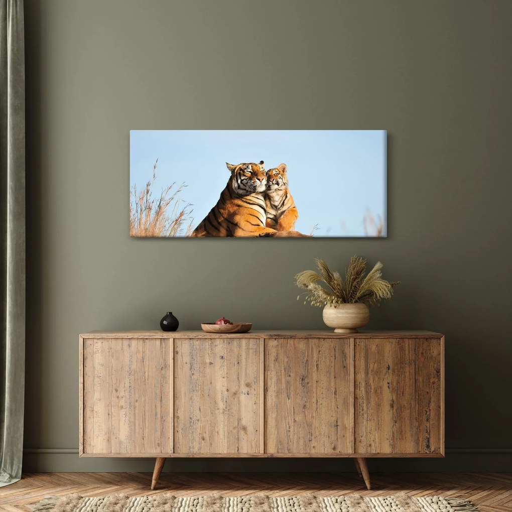 Tablou - Tigroaica cu pui (120x50 cm)