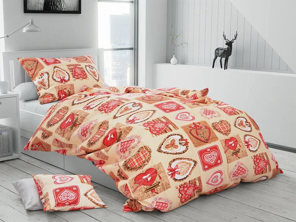 Lenjerie de pat crepon bej VENTAGO + fata de perna 40 x 50 cm gratuit