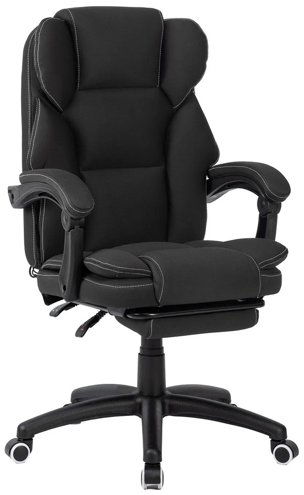 Scaun directorial, masaj lombar, spatar rabatabil, suport pentru picioare, material textil auto premium, Negru