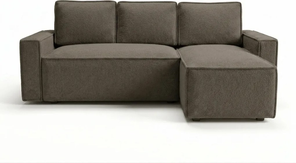 Canapea extensibila de colt SMART BOUCLE, gri-maro, reversibila, 232x143 cm