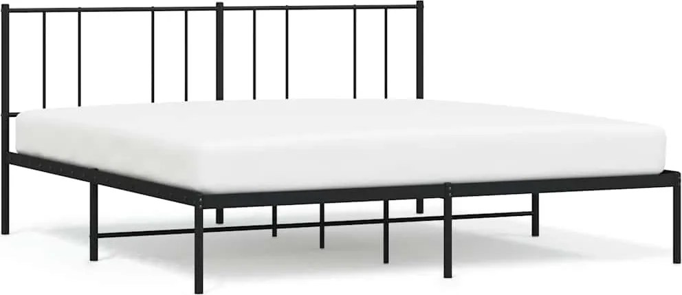 vidaXL Cadru de pat metalic cu tăblie, negru, 200x200 cm