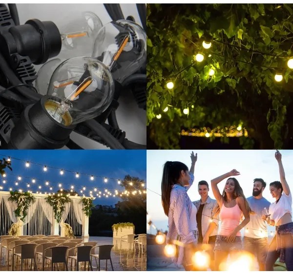 Lanț decorativ de exterior MIMOSA 10xE27/1,3W/230V IP44 10 m