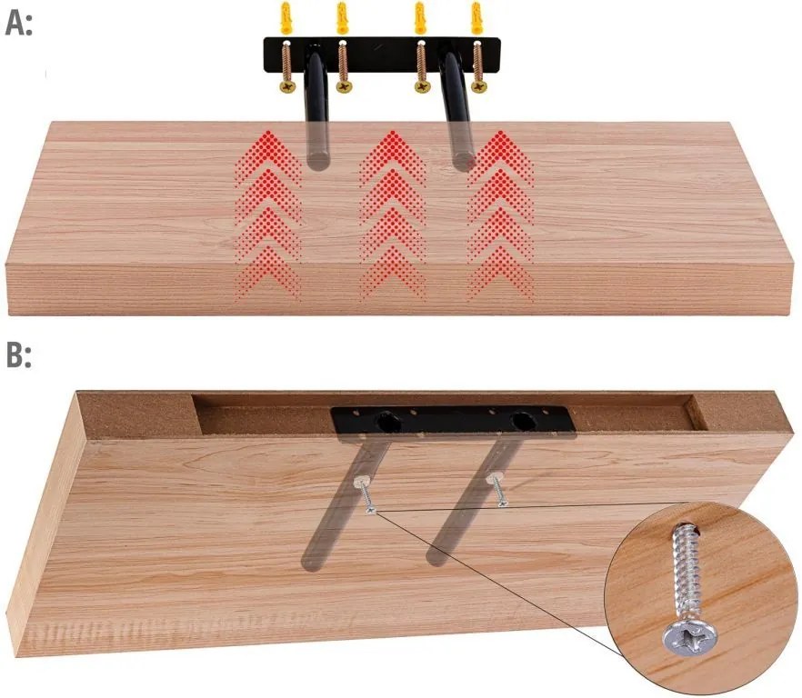 Raft de perete stilist Volato, 40 cm, roșu