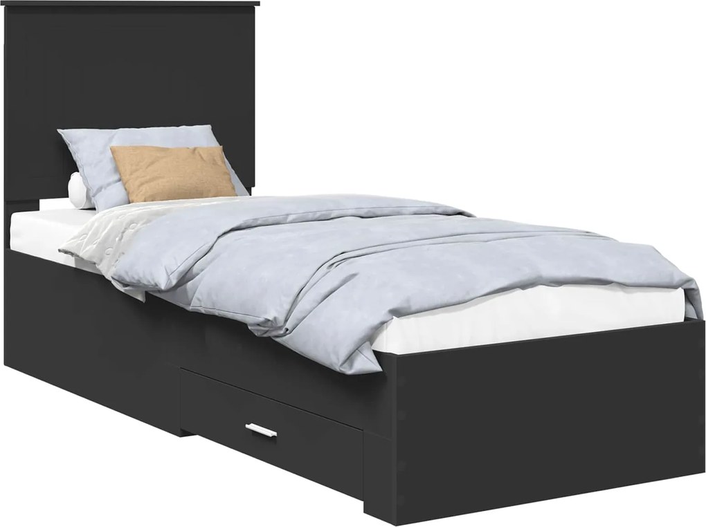 vidaXL Cadru de pat Negru și argintiu 70 x 190 cm Lemn compozit