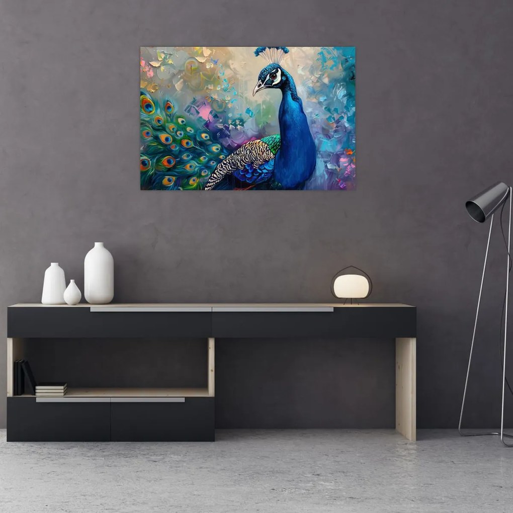 Tablou - Pictura de un păun (90x60 cm)