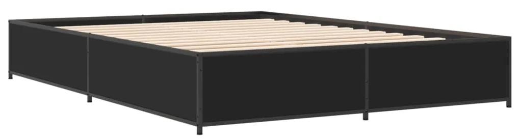 3279852 vidaXL Cadru de pat, negru, 140x190 cm, lemn prelucrat și metal