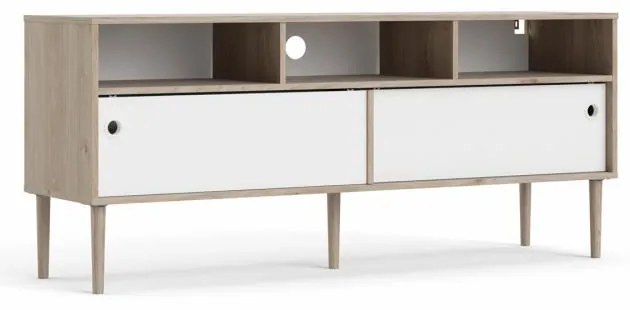 Comoda TV in decor de stejar Jackson Hickory Culoare alba, ELISEO