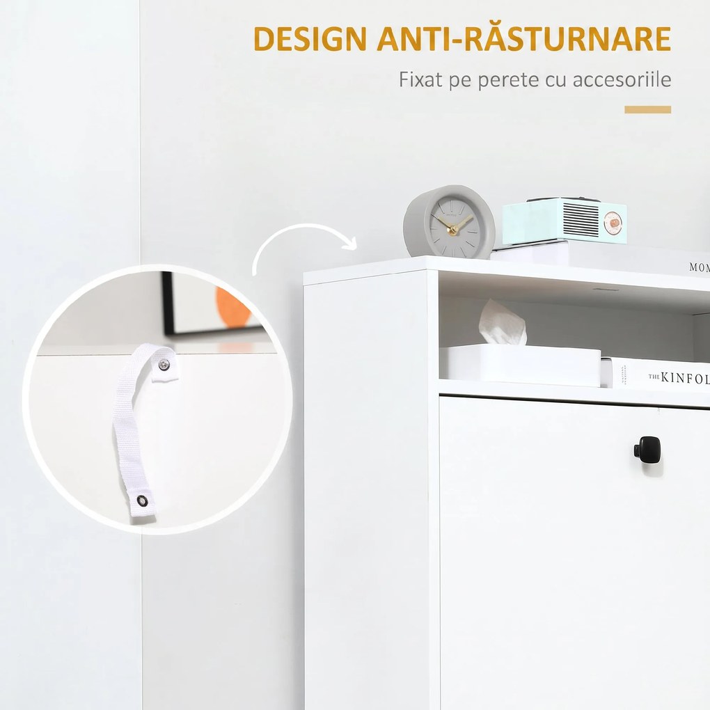 HOMCOM dulap pantofi, 3 compartimente, 60×24×132cm, alb | AOSOM RO