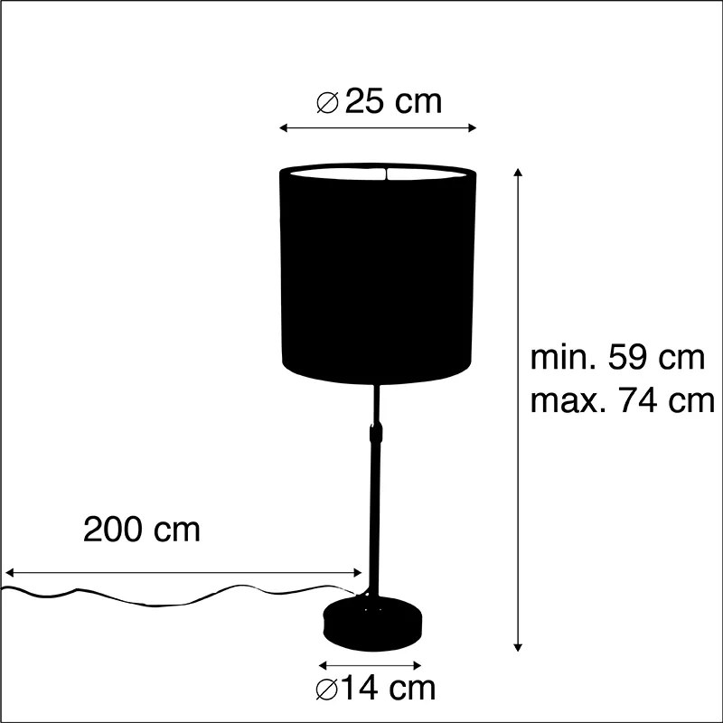 Lampă de masă neagră cu abajur din catifea verde cu auriu 25 cm - Parte