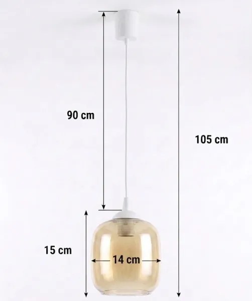 Brilagi - lustru LED pe cablu R GLASS 1xE27/60W/230V Ø 14 cm alb/maro fumuriu