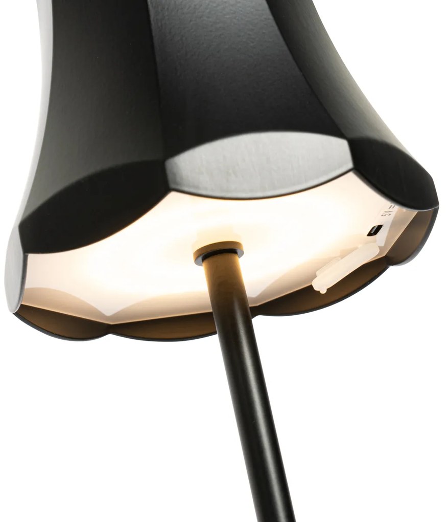 Set de 2 lămpi de masă retro negre reîncărcabile IP44 - Granny